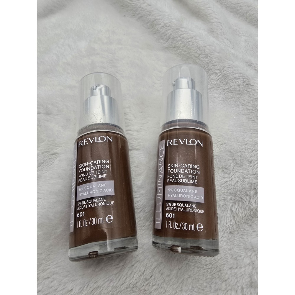 Lot of 2 Revlon Illuminance Skin Caring Foundation #601, 5% Squalane 1oz. Bottle